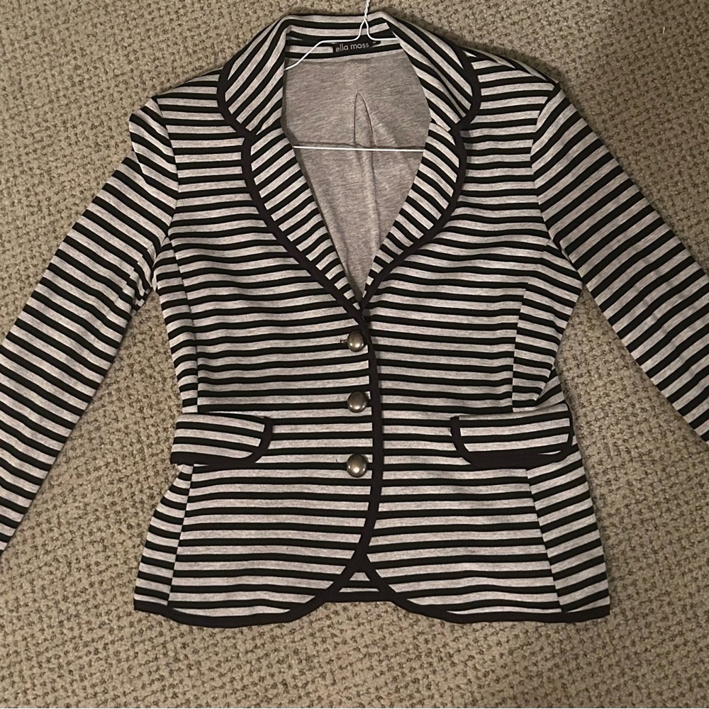 Striped Black and White Women's Blazer